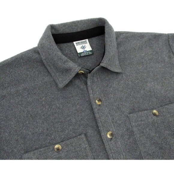 Vintage Northeast Outfitters Button Up Shirt Mens XL Gray Fleece Shacket - Picture 2 of 11